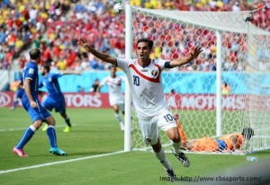 Diaz of Costa Rica scores the winner against Italy