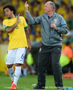 Marcelo and Luiz Felipe Scolari of Brazil