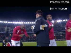 Trinidad and Tobago player bows at Lionel Messi